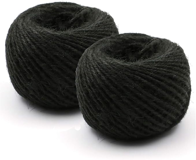 2mm 黄麻双线 54 码麻绳婚礼手工艺品礼品包装 黑色 54 yards * 2 us