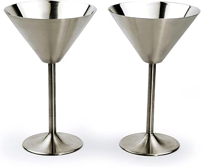 rsvp 耐力不锈钢马丁尼玻璃杯 银色 set of 2 rsv-6771