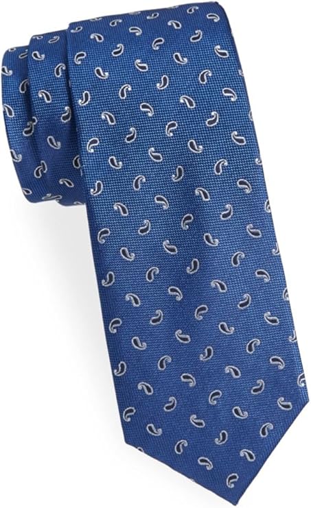 yvessaintlaurent男式泪珠图案真丝领带os蓝色