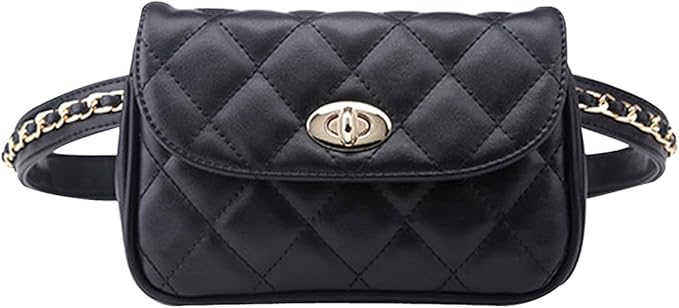 sun kea 优雅女式腰包 rhomboids 图案皮革腰包 旅行保险杠 带夹棉带