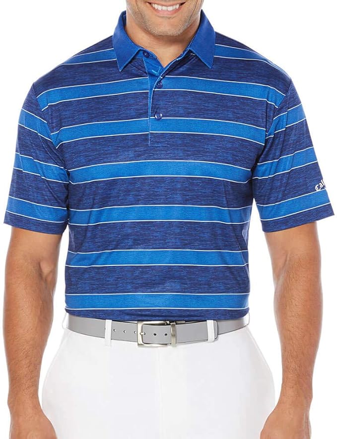 callaway 男式 opti-stretch 短袖混色印花橄榄球条纹 polo 衫