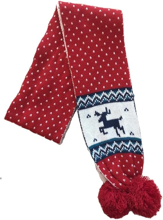 Moniku 儿童圣诞驯鹿围巾针织围巾卡通羊毛围巾红色one Size 亚马逊中国 服饰箱包