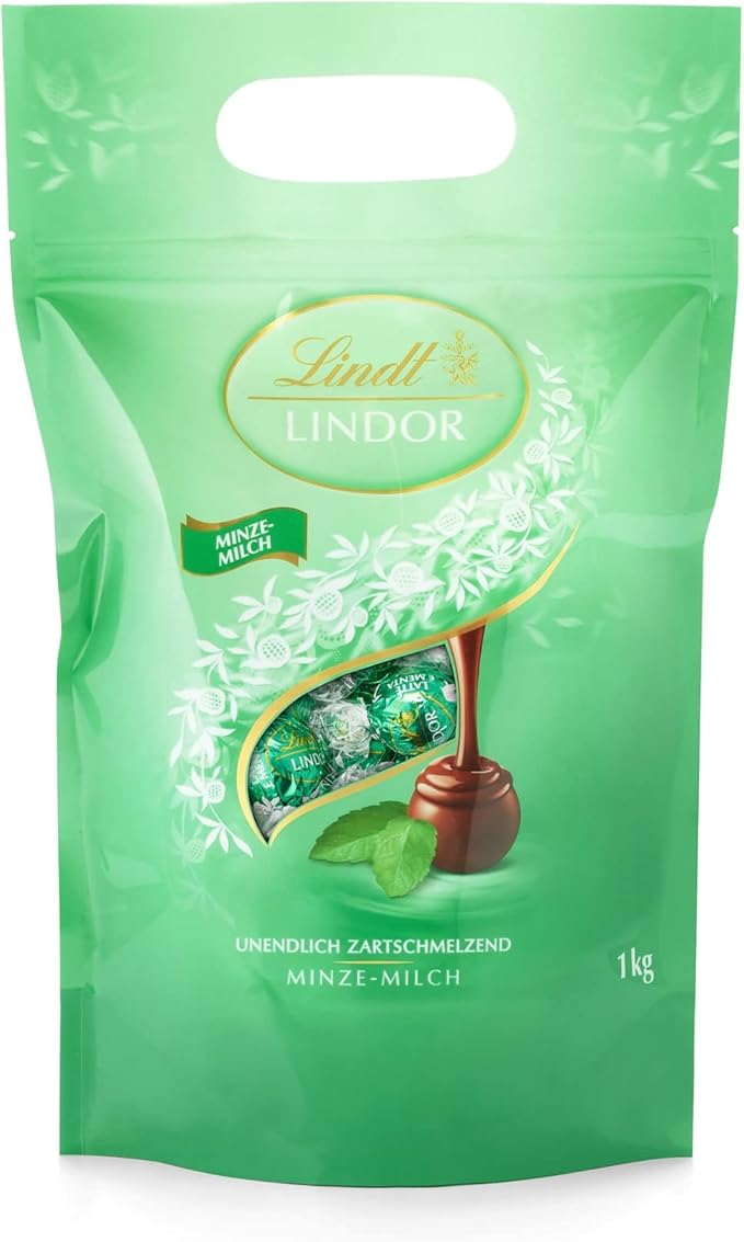 lindt 瑞士莲 lindor 牛奶薄荷巧克力球袋装 独立包装巧克力球 微融