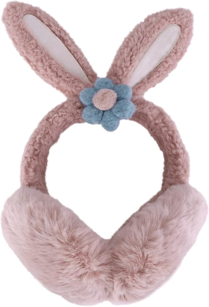 itoda可折叠女孩冬季耳罩毛绒温暖耳朵加热器户外衬垫寒冷天气可调节