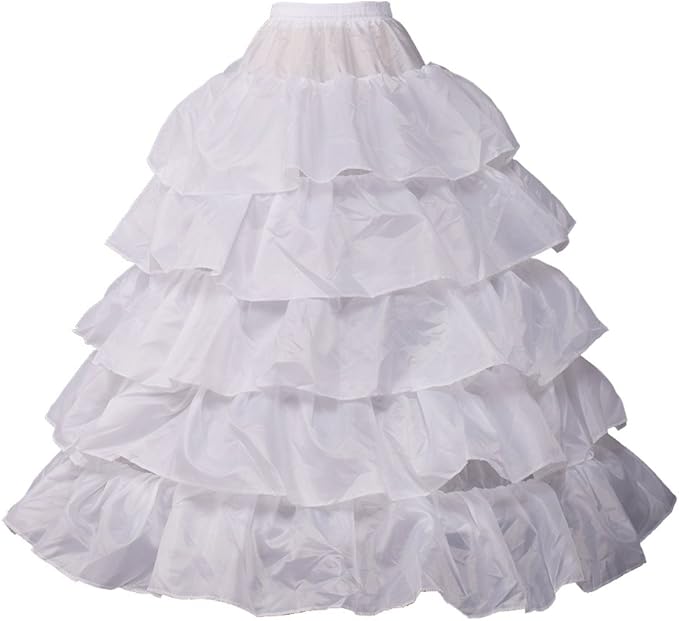 graceart 4 圈裙衬裙婚纱衬裙,均码,白色, 白色, 均码