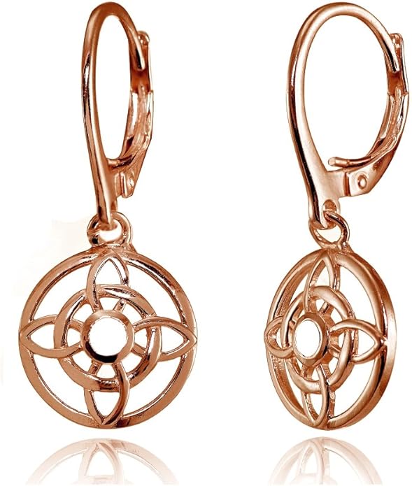 纯银圆形金银丝花悬垂耳环 : 亚马逊中国: 珠宝首饰