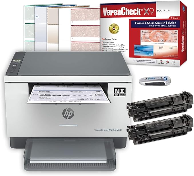 VersaCheck HP Laserjet M234 MXE MICR 检查打印机和 VersaCheck X9 Platinum 5 用户支票