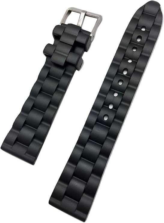 20 毫米黑色橡胶 pvc 材质表带 | 舒适耐用,图案设计替换腕带,男女