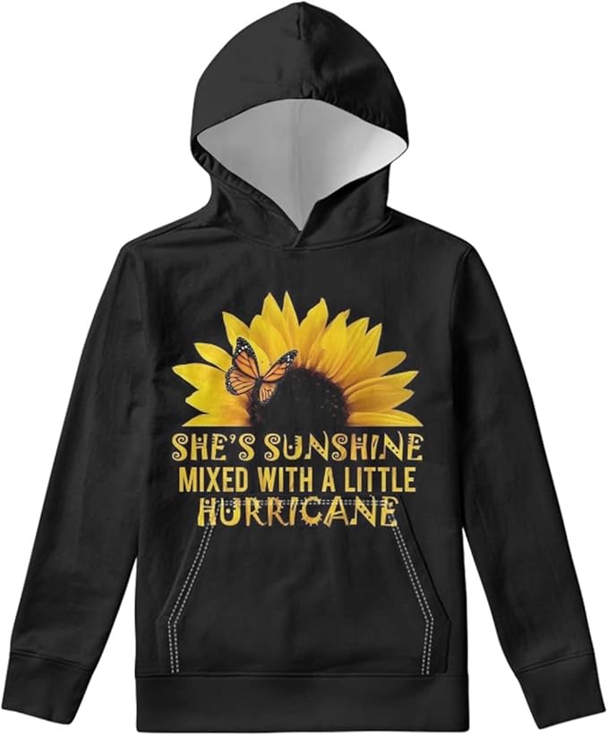 renewold 儿童连帽衫青年女孩男孩运动衫带口袋套头长款