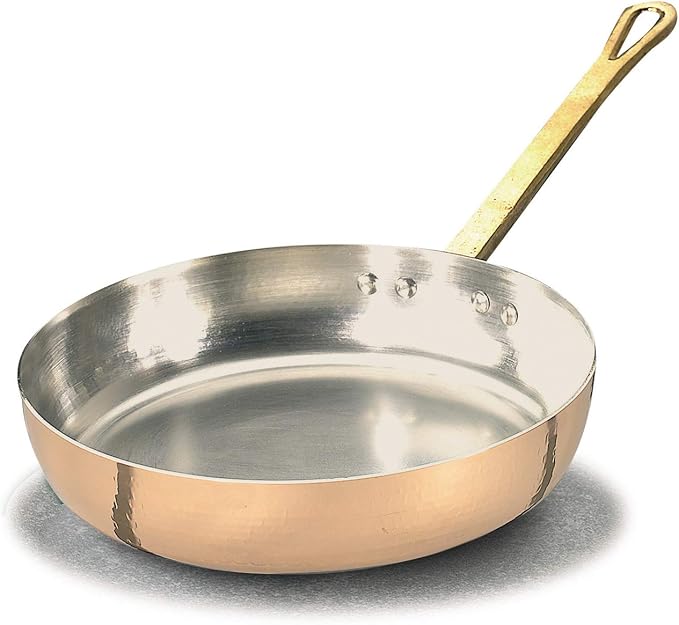 pentole agnelli alcu111b24 光滑镀铜锡手跳锅,带管状手柄,24 厘米