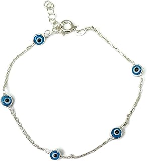 mystic jewels by dalia - 纯银邪恶之眼手链 7.5 英寸(约 19.