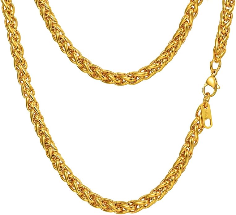 prosteel 不锈钢小麦项链,宽度:3 毫米/6 毫米,长度:45.72 厘米/50.