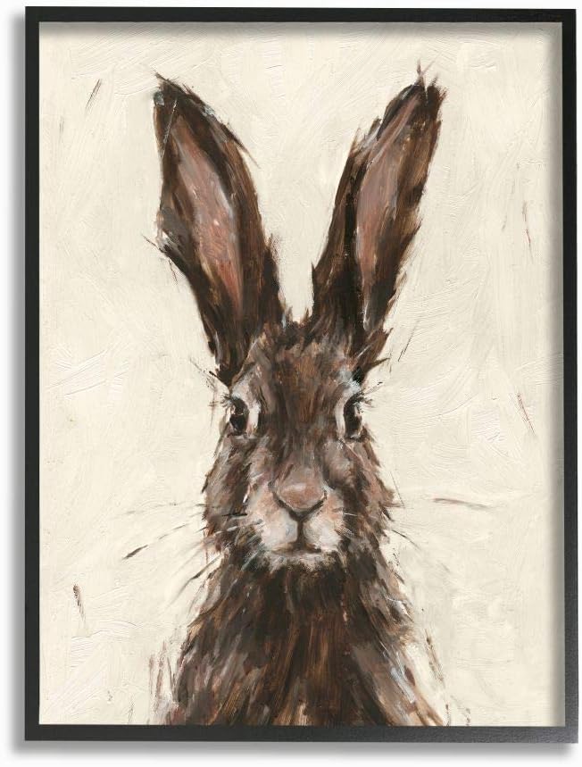 stupell industries 棕色欧洲兔子野兔肖像画,由 ethan harper 墙壁