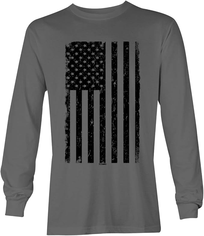 tcombo 大黑色美国国旗长袖男式 t 恤