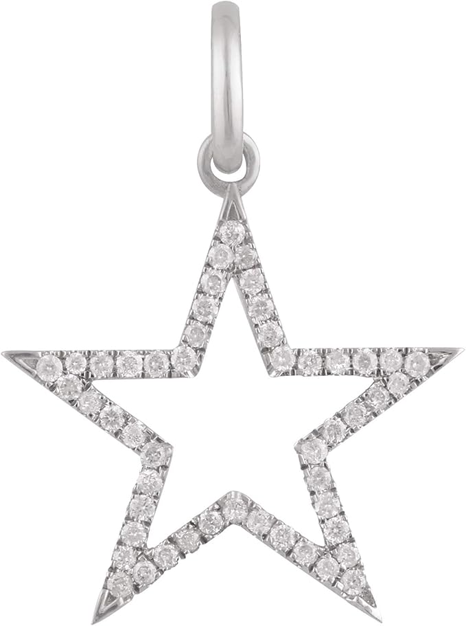 27 克拉透明钻石 (i1-ij) 14k 纯白金星星吊坠精致珠宝价格实惠的吊坠