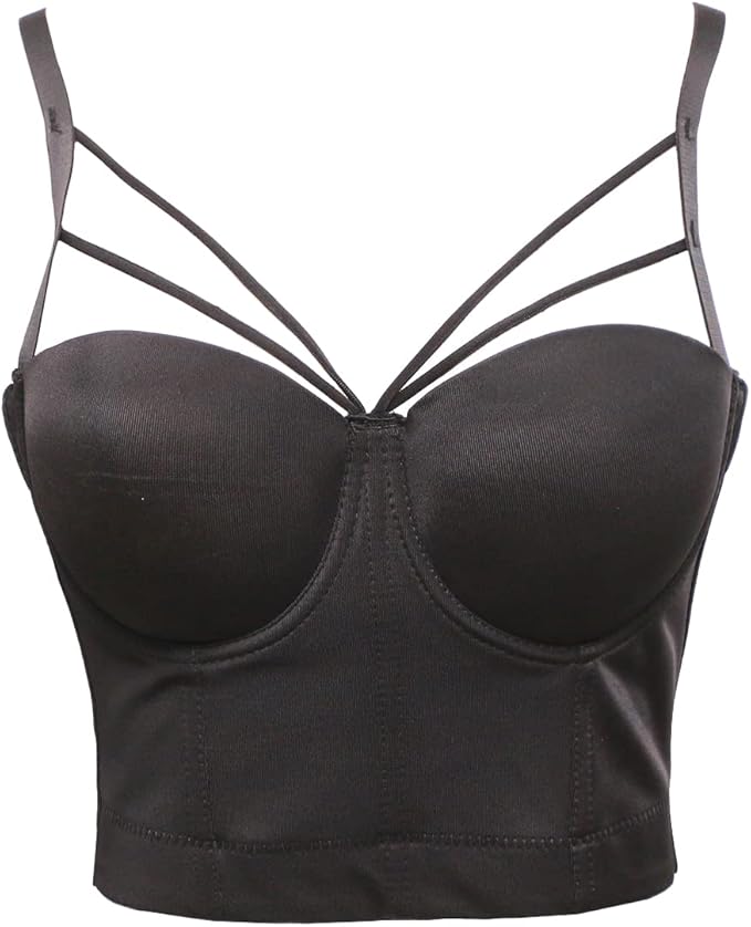 bslingerie 女式纯色聚拢露脐上衣文胸紧身胸衣紧身胸衣