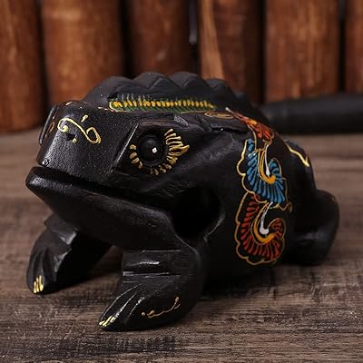 手工木制青蛙 guiro rasp,木质玩具,打击乐器音调块,好运青蛙(黑色,5
