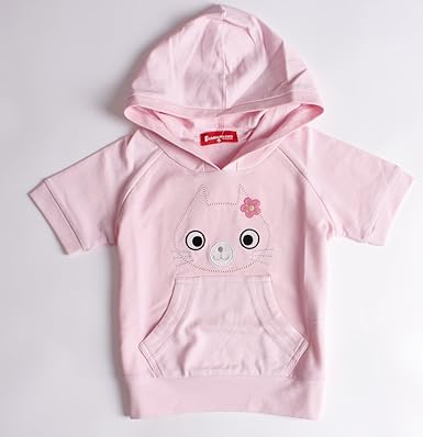 Fashionland 衣田夏季纯棉带帽卡通绣短袖t恤粉色 绿色男女式 90 粉色 Fashionland 衣田 服饰箱包 亚马逊中国