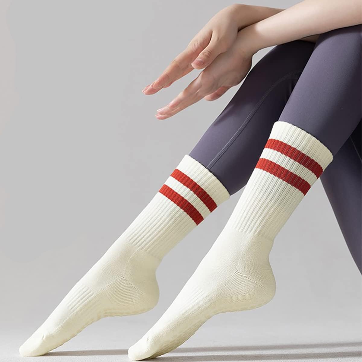 普拉提 瑜伽 缓冲棉 粘性 船袜 舞蹈 芭蕾 * 纯 barre 袜子, 5 双,5