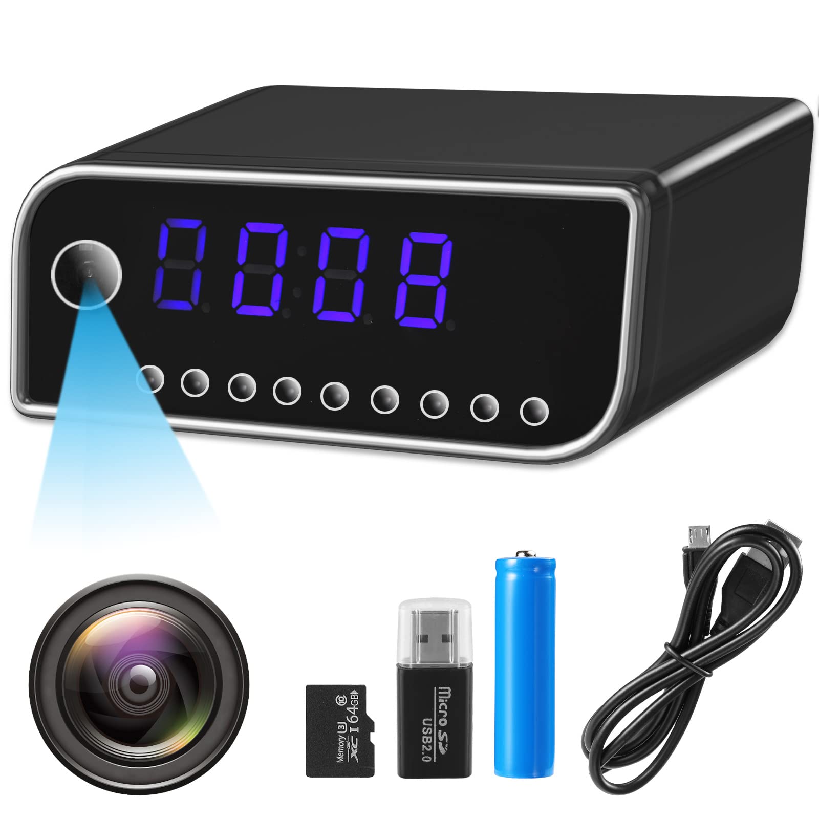 Prnhrceu * Camera clock, 140° View wireless camera for home and office,1080P surveillance camera