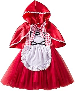 iwemek 婴儿小红帽服装女孩万圣节角色扮演派对服装童话花式装扮连帽