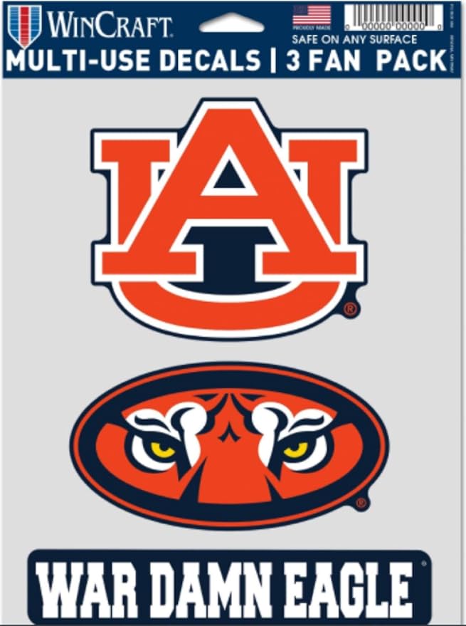 wincraft ncaa 奥本大学大学老鹰贴花多用途扇 3 件装 - 7.