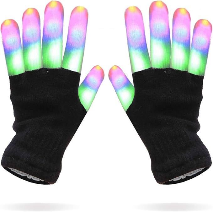 luwint led 彩色闪光手指照明手套 白色 led-glo-bwwh