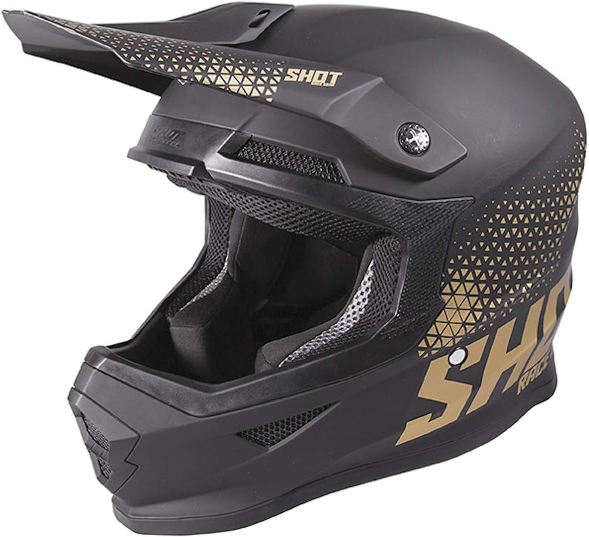 shot 男士 raw 头盔,哑光黑/金色,m