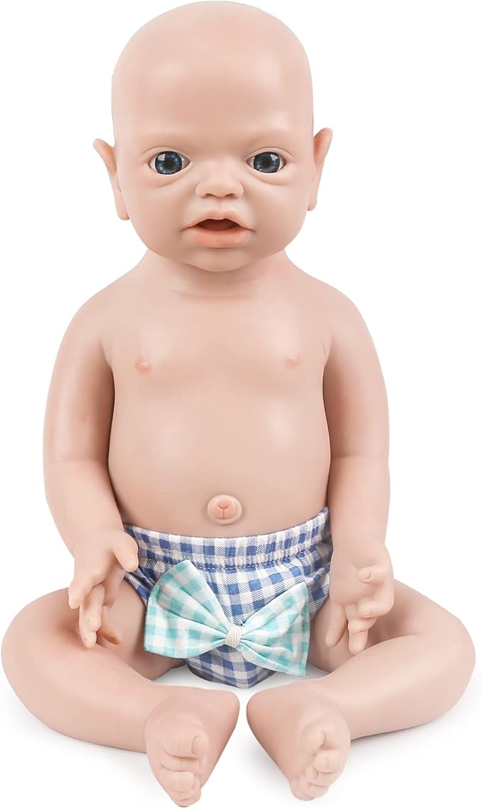 3 厘米)双眼全硅胶婴儿娃娃,非乙烯基娃娃,可携带奶嘴硅胶娃娃 全硅胶