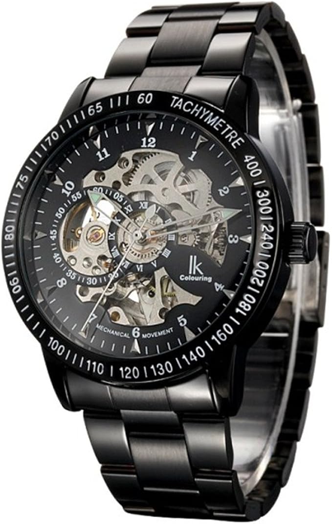 ik colouring 阿帕琦 双面镂空手表 全自动机械表男表 98226 黑壳黑面