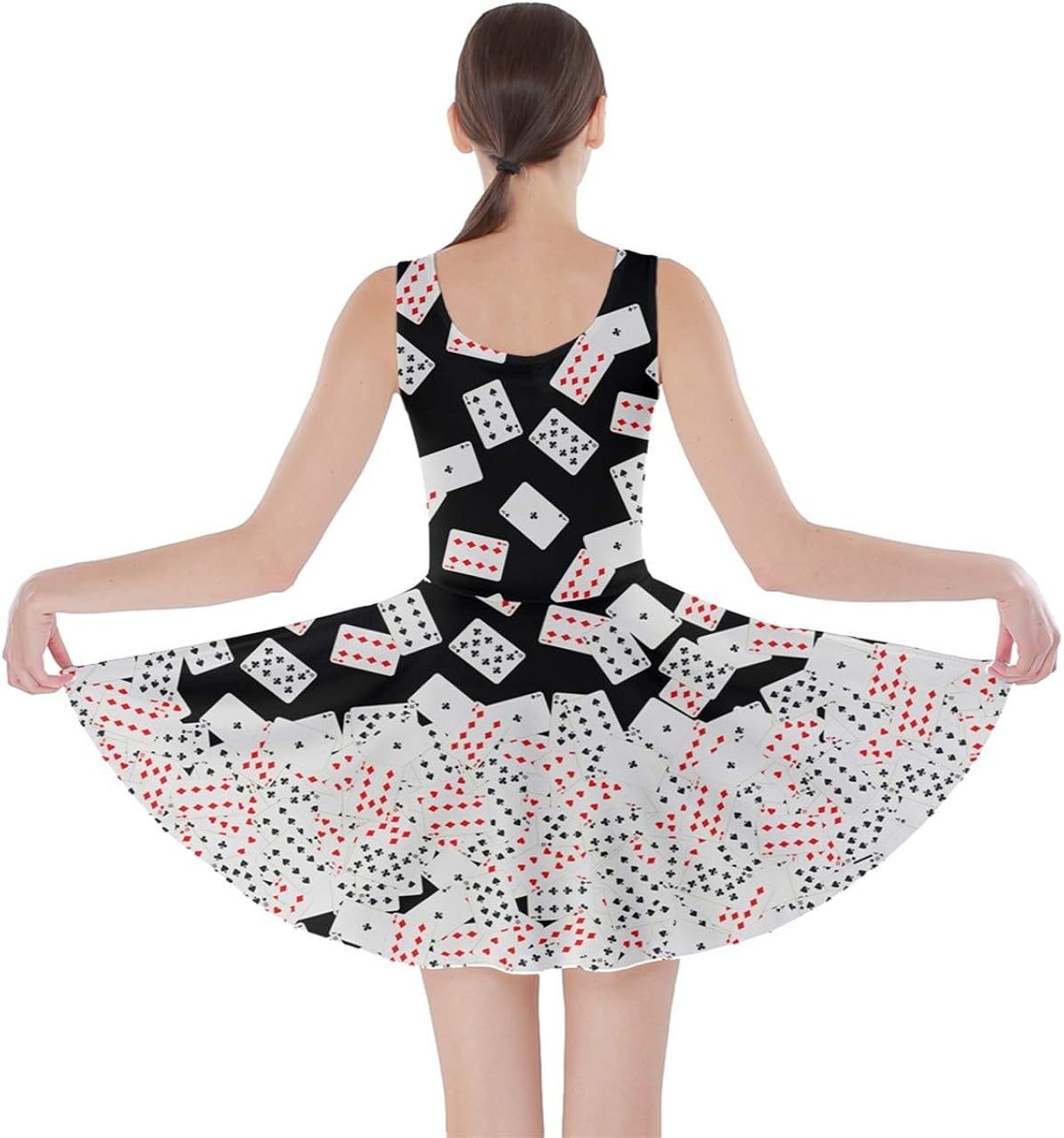 cowcow 女式扑克女王扑克牌数码印花舒适派对溜冰裙,xs-5xl 【cowcow