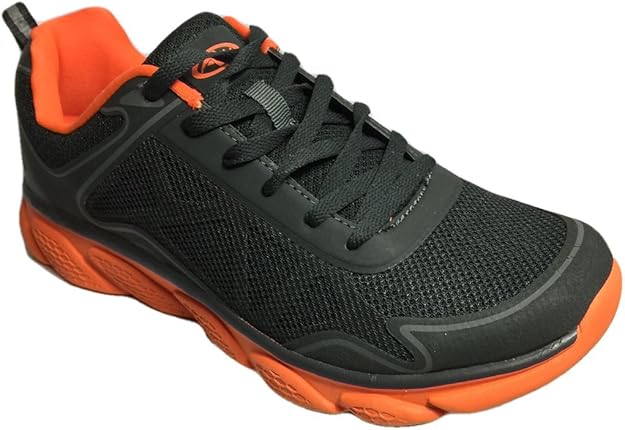 athletic works 男式网眼慢跑运动鞋,炭灰色和橙色