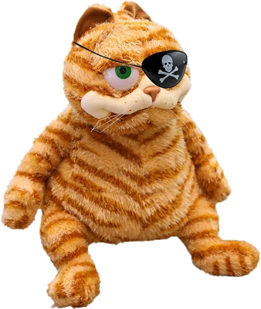 elainren 胖橙色猫带眼罩毛绒小猫填充动物玩具柔软拥