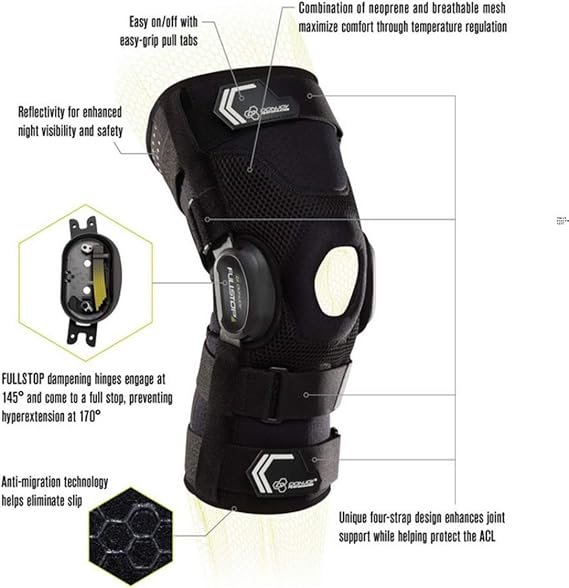 Donjoy Performance Bionic Fullstop Acl 护膝 4 点铰链式护膝 保护护膝 受伤 足球 曲棍球 触点运动的膝盖 亚马逊中国 运动户外休闲