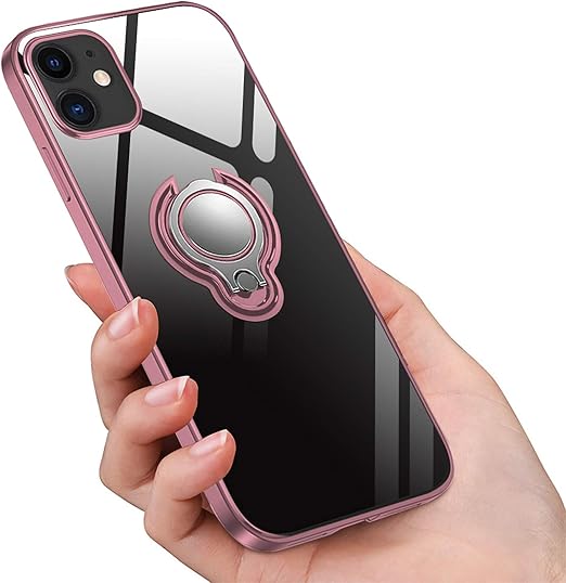 360 度磁性环形支架防震缓冲盖*级防摔防刮手机壳 - 玫瑰金