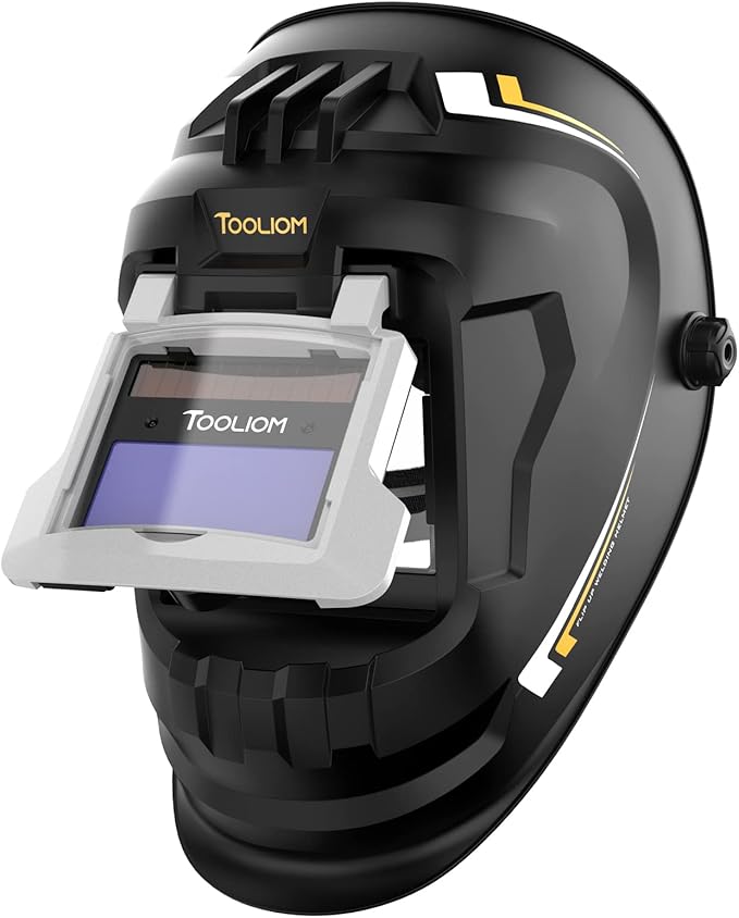 tooliom 自动变暗焊接头盔真实颜色 1/1/2 翻转前焊接头罩,可调节遮阳