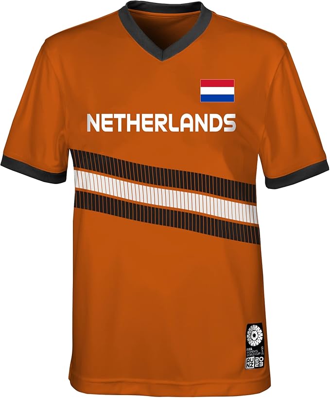 fifa 中性官方 2023 女式足球世界杯儿童队衬衫,荷兰 t 恤(1 件装)