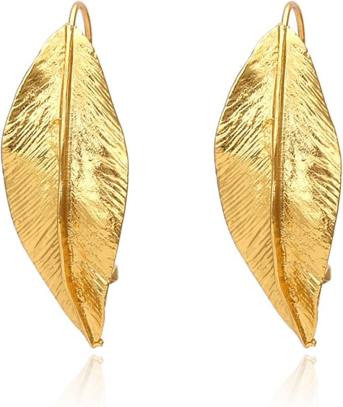 耳环女士首饰复古叶子耳环首饰(颜色:金色) : 亚马逊中国: 珠宝首饰