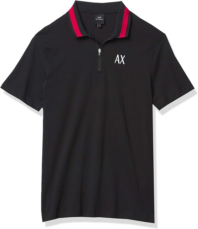 ax armani exchange男式短袖纯色ax 标志带特色衣领