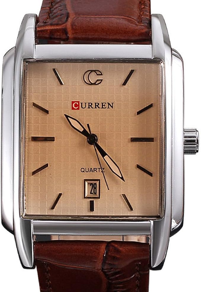 curren 卡瑞恩 新款卡瑞恩男士真皮手表 高档防水表日历腕表 男士真皮