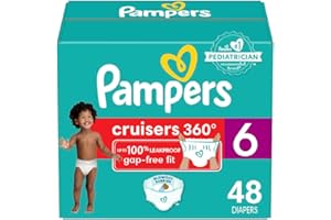 Pampers 帮宝适 Cruisers 360° 贴合穿戴式一次性婴儿尿布，6 码，48 片，带弹性腰带，超级包装，包装和印刷可能会有所不同
