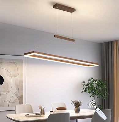 led吊灯餐厅灯吊灯餐桌灯矩形棕色客厅吊灯吸顶灯35w可调光吸顶灯高度