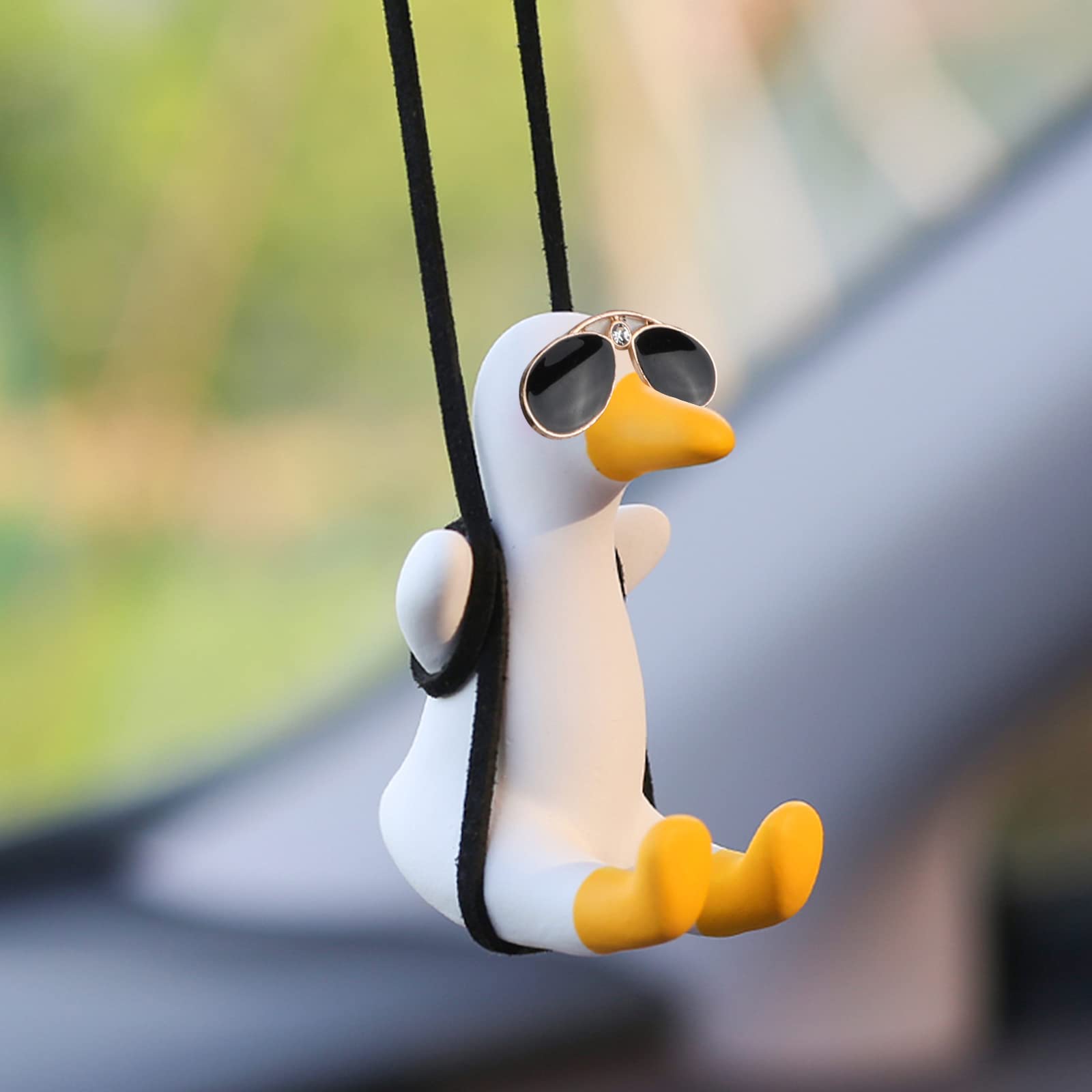 Lovely Swinging Duck Car pendant, cool flying Duck with sunglasses Car mirror hangings, car interior and home decor accessories Birthday gifts for family and friends