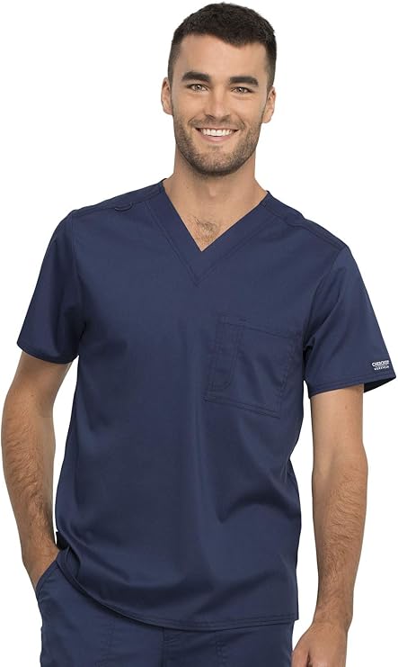 workwear revolution 男式和女式磨砂上衣 1 口袋可收起 v 领 ww625