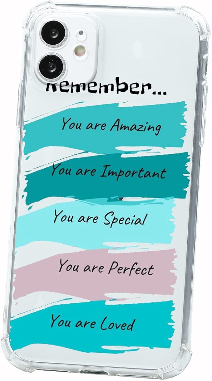 美学名言iphone 11 Pro 手机壳 积极励志名言酷炫手机壳适用于iphone 11 Pro Remember You Are Perfect 透明手机壳带设计女孩女士 Tpu 缓冲保护软壳