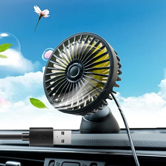 电动汽车散热风扇,usb 电动汽车冷却风扇 3 速车辆夹风扇,带 5 件风扇