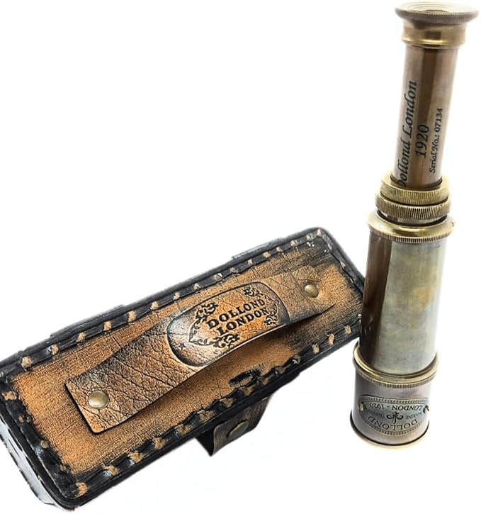 5 英寸 dollond london 1920 复古装饰望远镜带皮套,手持望远镜,单筒