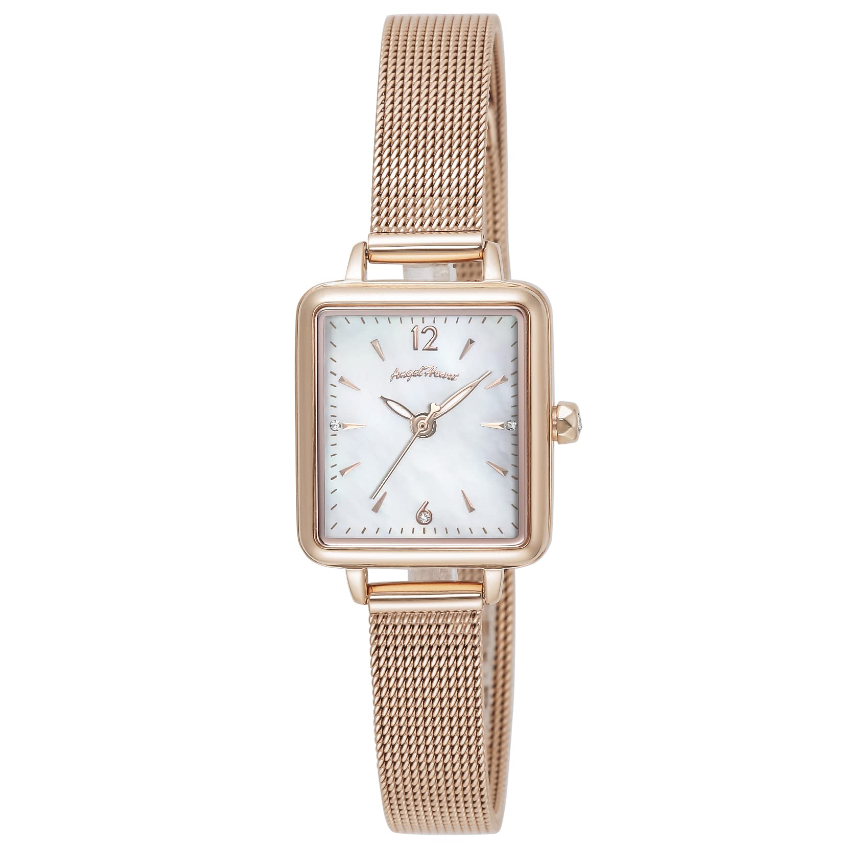 Angel Heart Watch Little Heart Heart Heart White Pearl Dial Stainless Steel Sapphire Glass Solar Quartz SOLAR Quartz 4MM  Authentic * Watch LHPG Women's Rose Gold, White Pearl, Bracelet Type