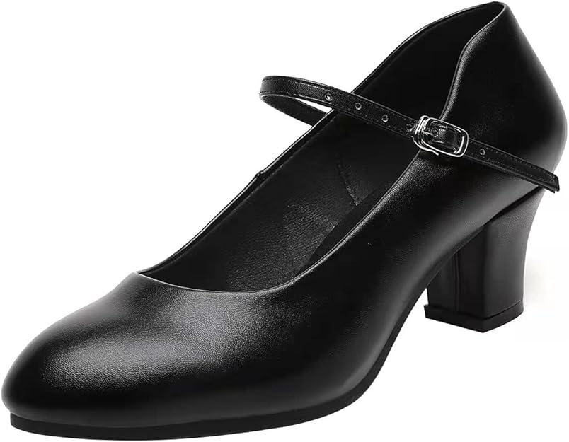 bokimd 女式黑色舞厅舞鞋拉丁探戈礼服角色高跟鞋