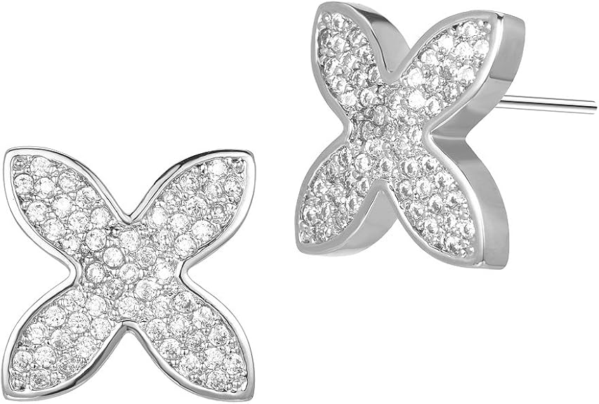 pave cz 四瓣花耳钉